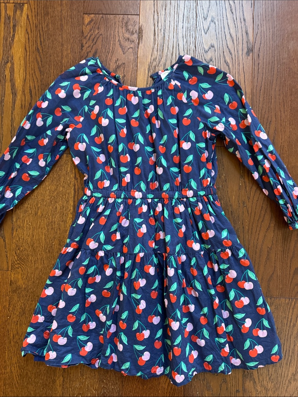Girls J Crew Cherry Print Long-Sleeve Dress